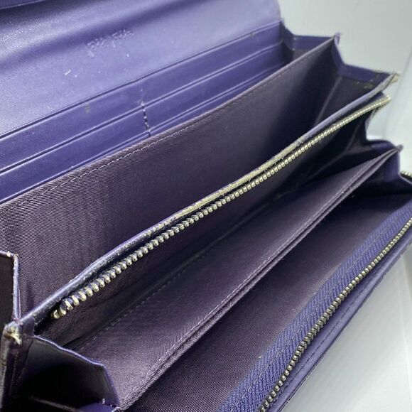Authentic Pre-owned Folli Follie Purple Patent Leather Long Designer Wallet - Picture 6 of 10